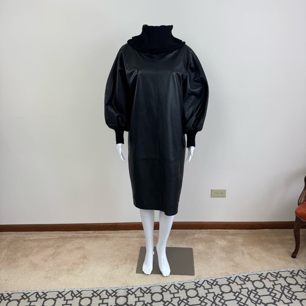 Jean Paul Gaultier Genuine Leather Dress Black Femme Midi L - Picture 11 of 15